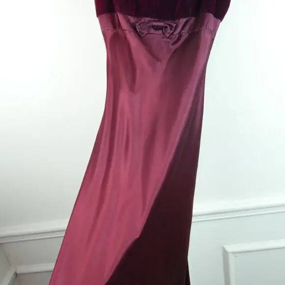 Vintage Morgan & Co Prom Dress 5 6 Burgundy Maxi Gown Velvet Regency Goth Y2K - Picture 4 of 11